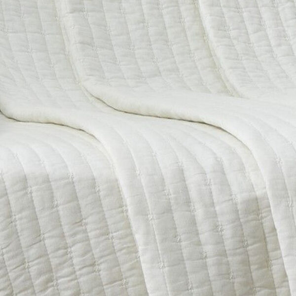 Xumi 50 x 60 Inch Quilted Throw Blanket, Channel Quilting, Antique White