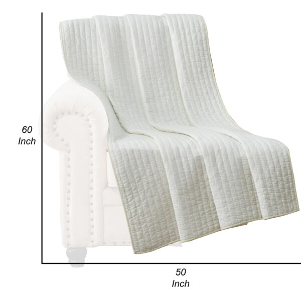 Xumi 50 x 60 Inch Quilted Throw Blanket, Channel Quilting, Antique White