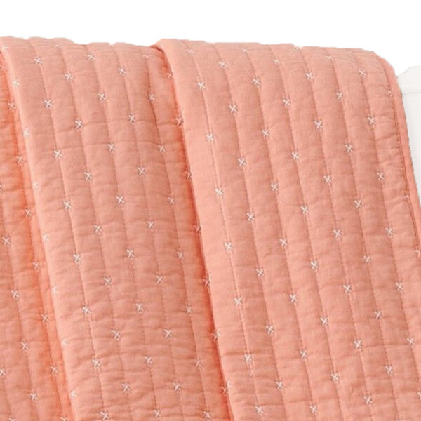 Xumi 50 x 60 Inch Quilted Throw Blanket, Channel Details, Coral Pink