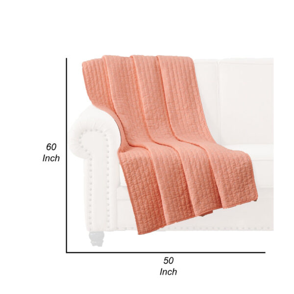 Xumi 50 x 60 Inch Quilted Throw Blanket, Channel Details, Coral Pink