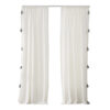Xumi 4 Piece Window Curtain, 2 Panels with Tie Backs, Antique White Finish