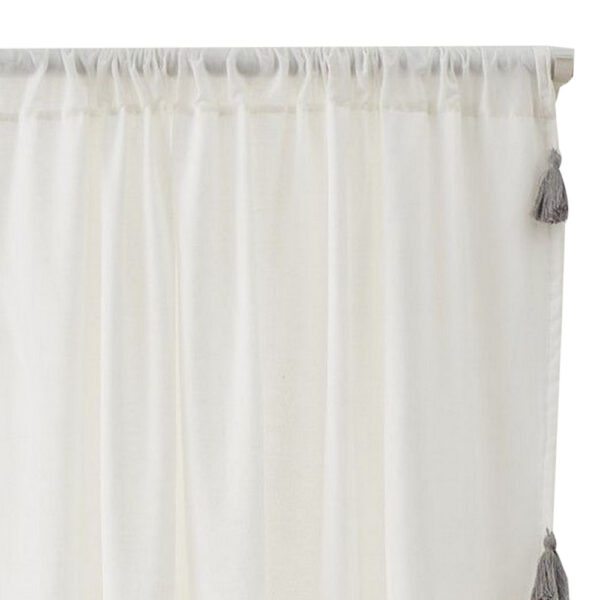 Xumi 4 Piece Window Curtain, 2 Panels with Tie Backs, Antique White Finish