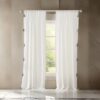 Xumi 4 Piece Window Curtain, 2 Panels with Tie Backs, Antique White Finish