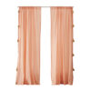 Xumi 4 Piece Window Curtain, 2 Panels with Tie Backs, Coral Pink Finish