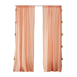 Xumi 4 Piece Window Curtain, 2 Panels with Tie Backs, Coral Pink Finish