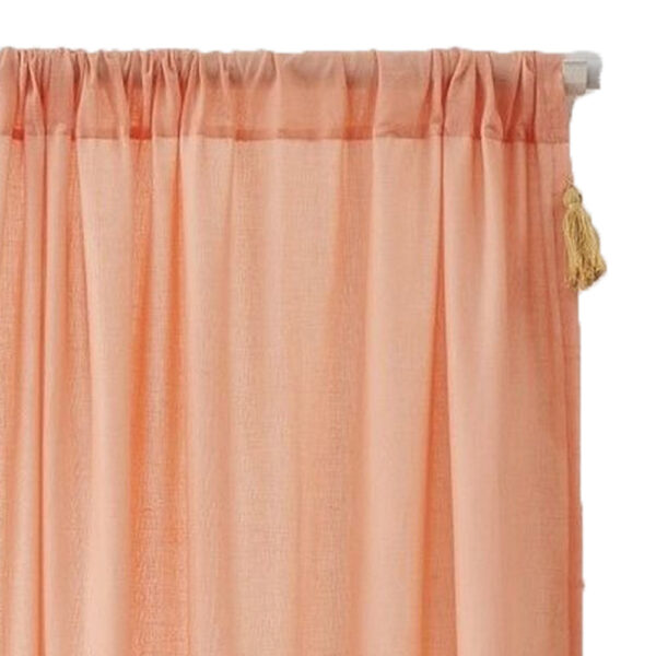 Xumi 4 Piece Window Curtain, 2 Panels with Tie Backs, Coral Pink Finish