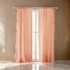 Xumi 4 Piece Window Curtain, 2 Panels with Tie Backs, Coral Pink Finish