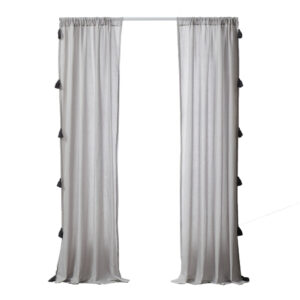 Xumi 4 Piece Window Curtain, 2 Panels with Tie Backs, Modern Gray Finish