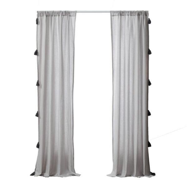Xumi 4 Piece Window Curtain, 2 Panels with Tie Backs, Modern Gray Finish
