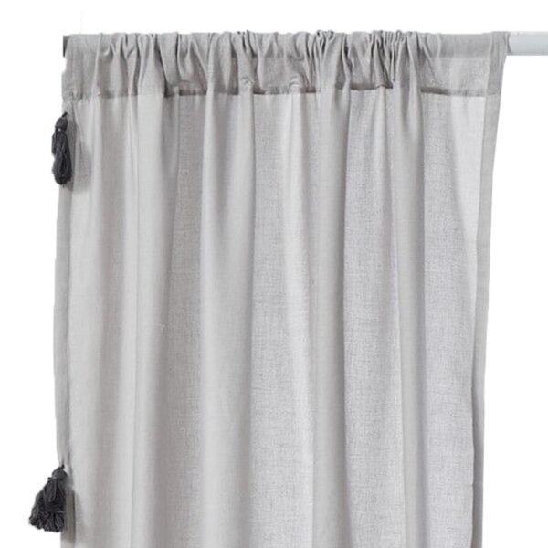 Xumi 4 Piece Window Curtain, 2 Panels with Tie Backs, Modern Gray Finish