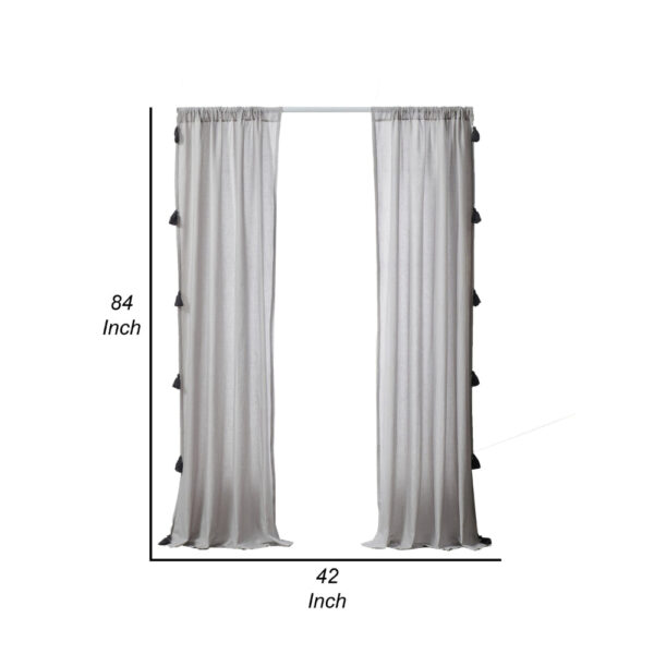 Xumi 4 Piece Window Curtain, 2 Panels with Tie Backs, Modern Gray Finish