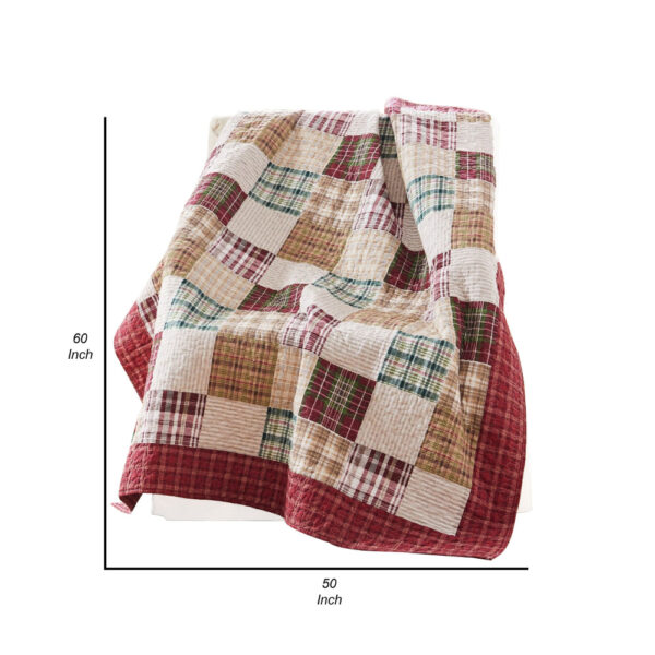 Evi 50 x 60 Inch Quilted Patchwork Throw Blanket, Soft Multicolor Cotton