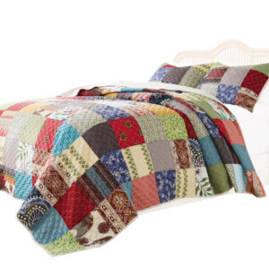 Lily 2 Piece Twin Quilt Set with Pillow Sham, Multicolor Patchwork