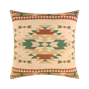Kip 18 Inch Throw Pillow, Geometric Southwest Motifs, Natural Brown Finish