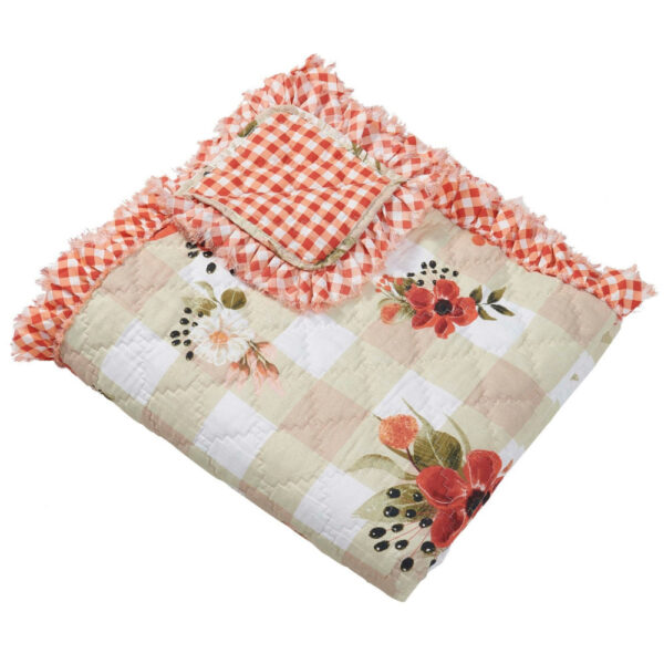 Lire 50 x 60 Inch Quilted Throw Blanket with Fill, Windflower Print, Red