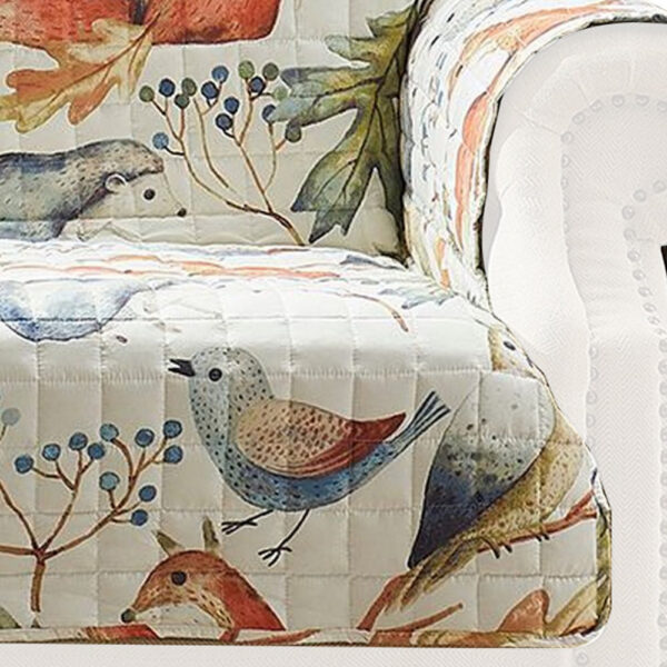 Sofa Cover Furniture Protector, Owl, Songbird Print, Polyester Multicolor