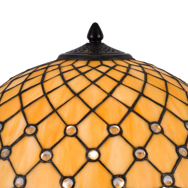 18 Inch Table Lamp, Pedestal, Tiffany Style Stained Glass, LED, Black Metal