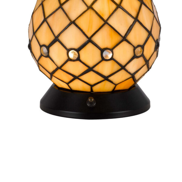 18 Inch Table Lamp, Pedestal, Tiffany Style Stained Glass, LED, Black Metal