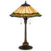 Dio 62 Inch Table Lamp, Colorful Tiffany Style Stained Glass, Bronze Resin