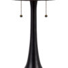 24 Inch Table Lamp, Tiffany Style Stained Glass, Pull Chain, Black Resin