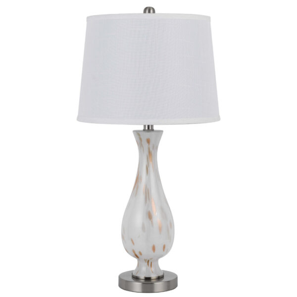 28 Inch Table Lamp Set of 2, White Shade, Elegant Curved Glass, Metal Base