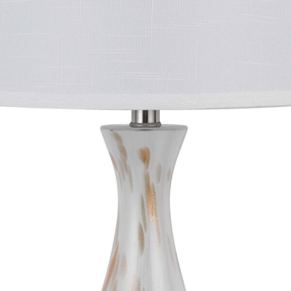 28 Inch Table Lamp Set of 2, White Shade, Elegant Curved Glass, Metal Base
