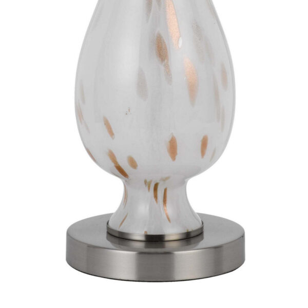 28 Inch Table Lamp Set of 2, White Shade, Elegant Curved Glass, Metal Base