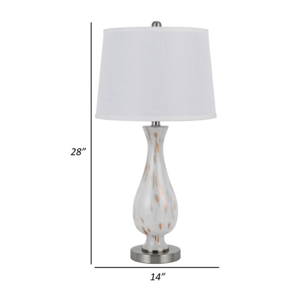 28 Inch Table Lamp Set of 2, White Shade, Elegant Curved Glass, Metal Base