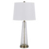 31 Inch Table Lamp Set of 2, White Shade, Tapered Glass Body, Metal Base