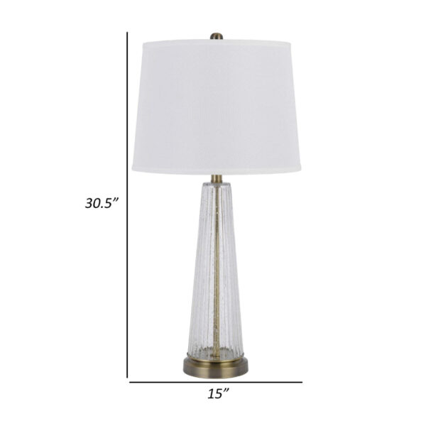 31 Inch Table Lamp Set of 2, White Shade, Tapered Glass Body, Metal Base
