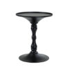 Wowi 23 Inch Side End Table, Round Hourglass Turned Base, Black Finish