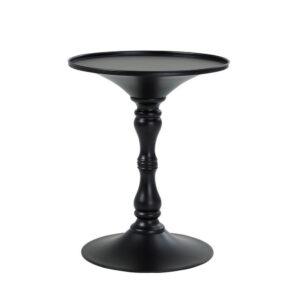 Wowi 23 Inch Side End Table, Round Hourglass Turned Base, Black Finish
