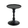 Wowi 23 Inch Side End Table, Round Hourglass Turned Base, Black Finish