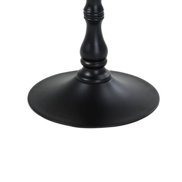 Wowi 23 Inch Side End Table, Round Hourglass Turned Base, Black Finish