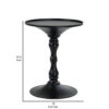Wowi 23 Inch Side End Table, Round Hourglass Turned Base, Black Finish