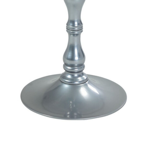 Wowi 23 Inch Side End Table, Round Hourglass Turned Base, Silver Finish