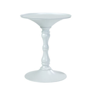 Wowi 23 Inch Side End Table, Round Hourglass Turned Base, White Finish