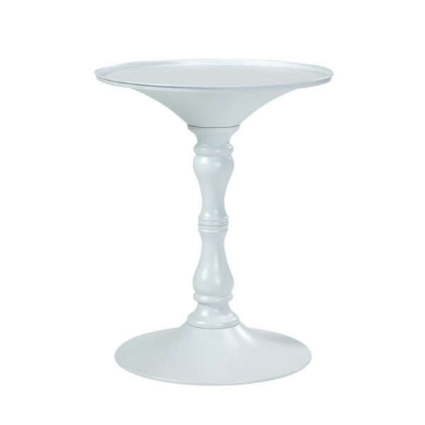 Wowi 23 Inch Side End Table, Round Hourglass Turned Base, White Finish