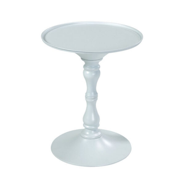Wowi 23 Inch Side End Table, Round Hourglass Turned Base, White Finish