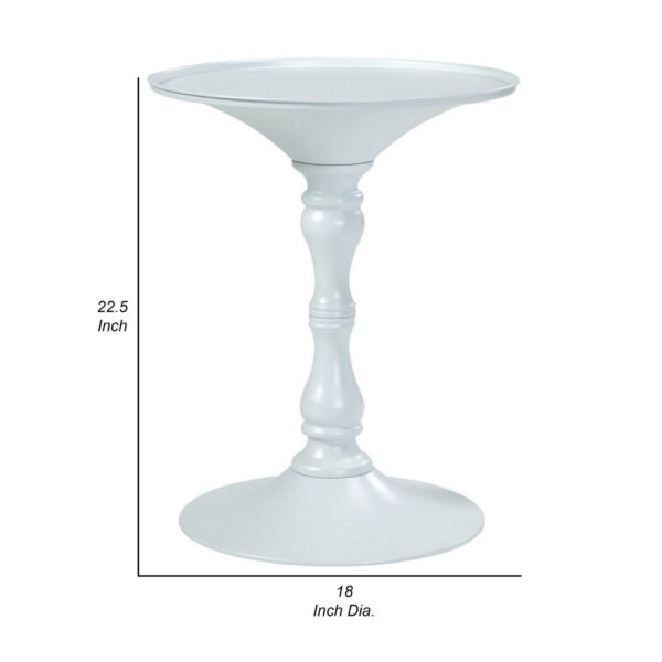 Wowi 23 Inch Side End Table, Round Hourglass Turned Base, White Finish