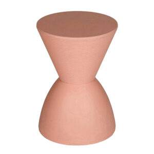 Niya 17 Inch Side End Table, Round Top, Pedestal Base, Indoor Outdoor, Pink