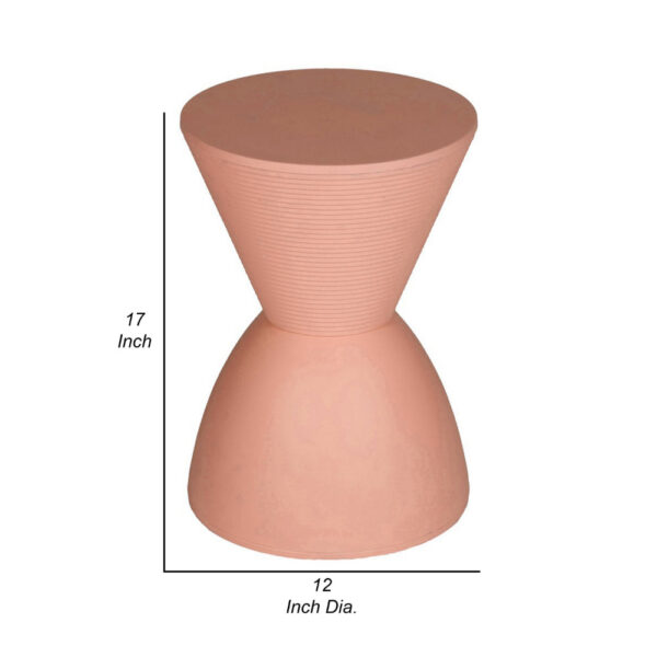 Niya 17 Inch Side End Table, Round Top, Pedestal Base, Indoor Outdoor, Pink