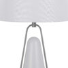29 Inch Table Lamp, LED Lit, White Drum Hardback, Silver Metal and Glass