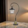 Lem 32 Inch Table Lamp, Classic Lantern, Glass Shade, Bronze Metal Finish