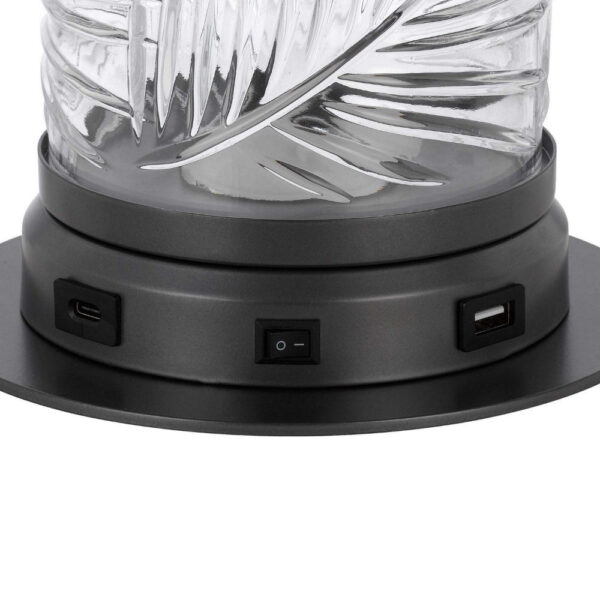 Hem 9 Inch Accent Lamp, LED, Leaf Pattern Glass Shade, Gray Metal Finish