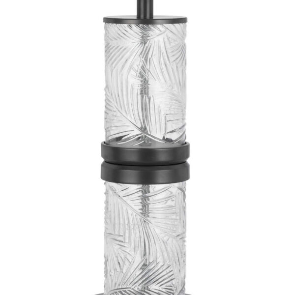 Hem 31 Inch Table Lamp with Drum Hardback, LED, Leafy Glass, Gray Metal