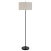 Sie 59 Inch Floor Lamp, White Linen Shade, Round Base, Black Metal Pole