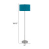 Sie 59 Inch Floor Lamp, Aqua Blue Linen Shade, Round Base, Silver Metal