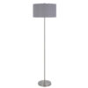 Sie 59 Inch Floor Lamp, Gray Linen Shade, Round Base, Silver Metal Pole