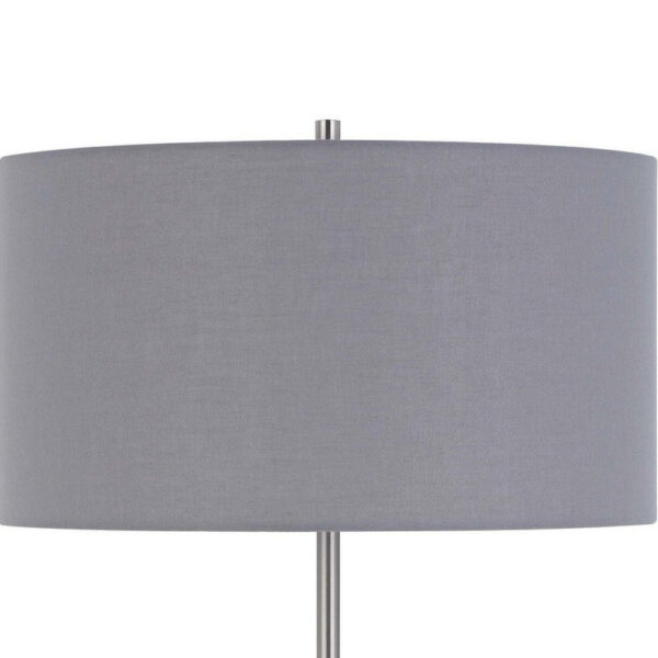 Sie 59 Inch Floor Lamp, Gray Linen Shade, Round Base, Silver Metal Pole